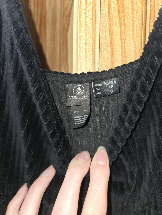 Volcom Black Ribbed Velvet Top - Picture 2 of 4